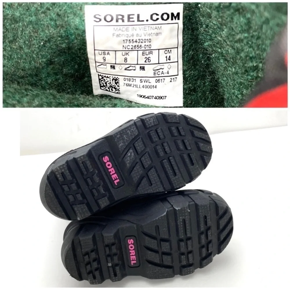 SOREL Youth Flurry Print Winter Snow Shell Boot in purple with Black 1755432010